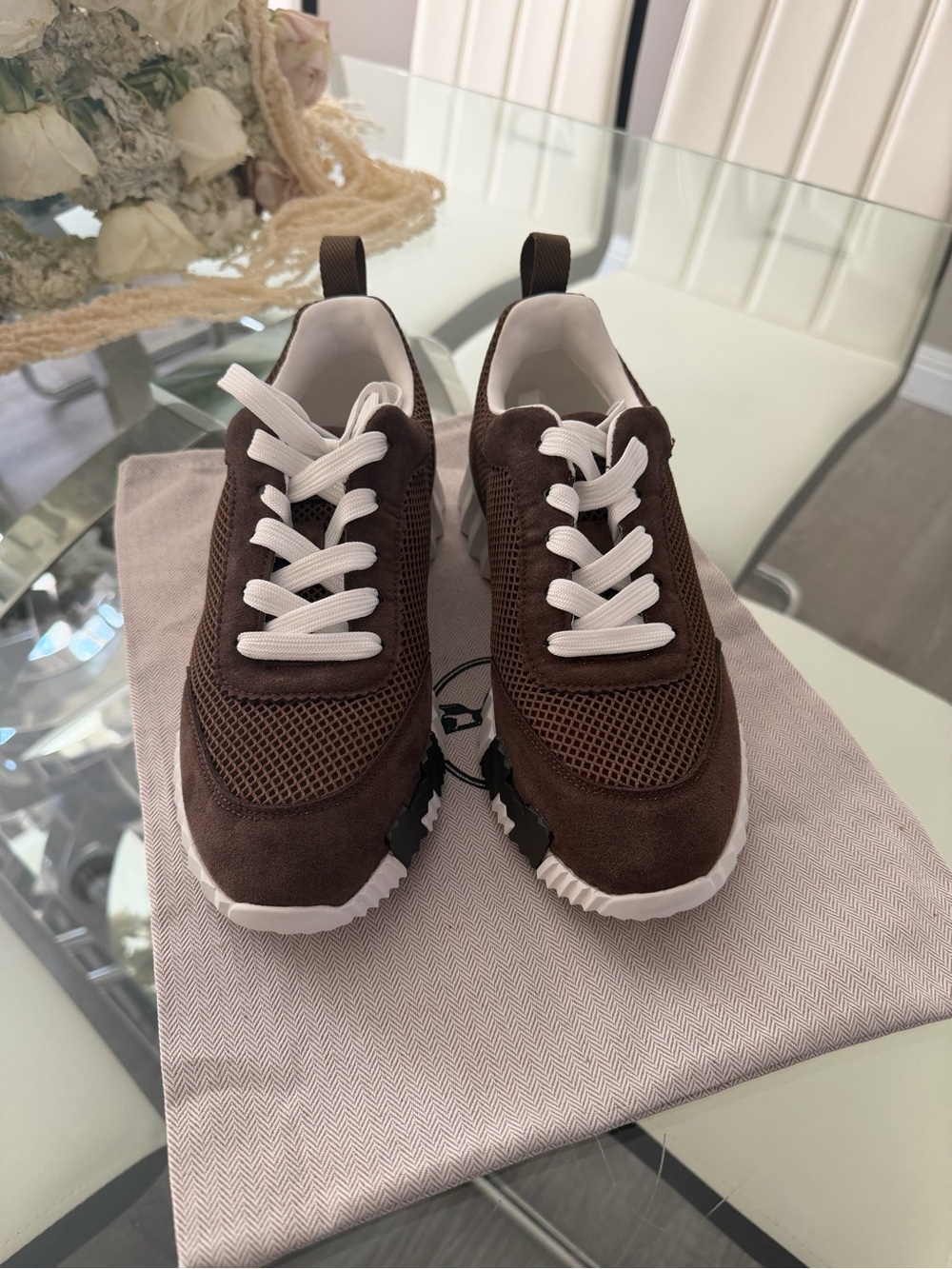 Women Brown Lace-Up Casual Running Sneakers 7.5